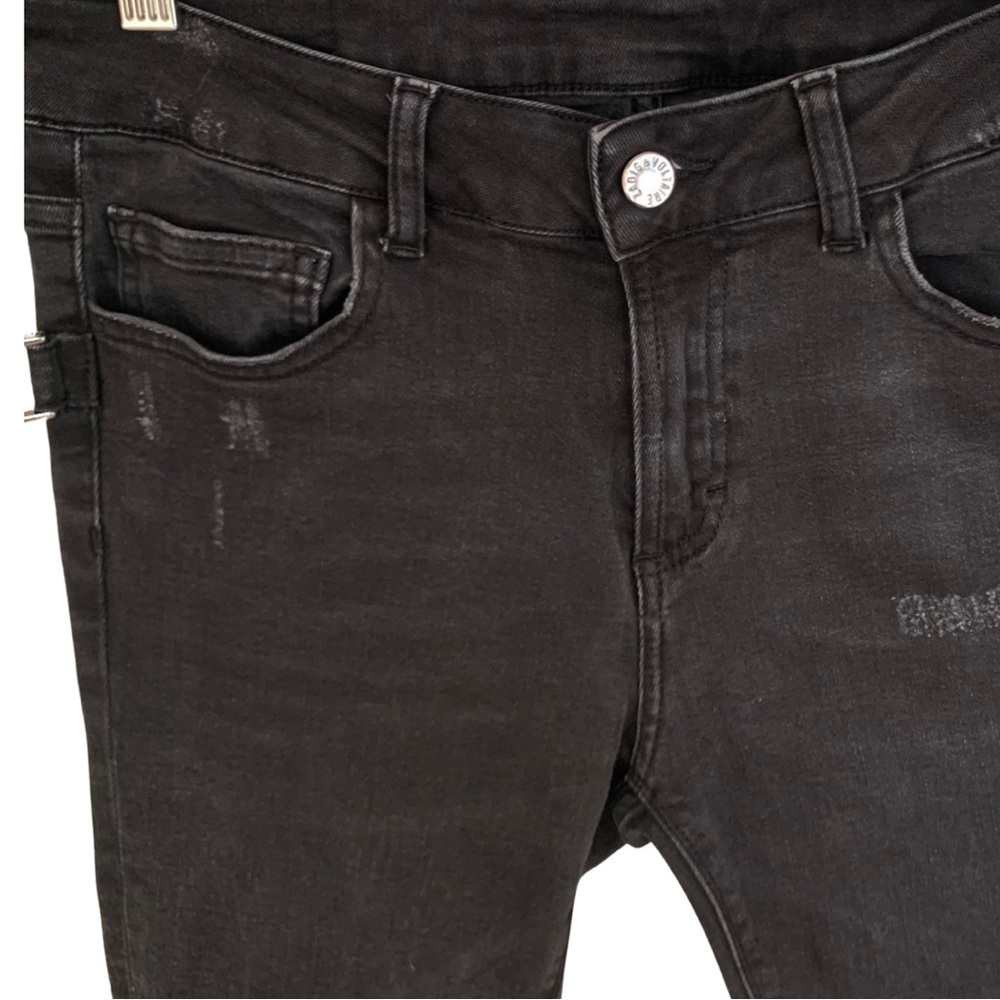 ZADIG & VOLTAIRE Eva Gris Destroy Deluxe Black Skinny Jeans Size 26 - Picture 9 of 16